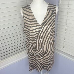 Zebra Print Button-Up Sleeveless Top